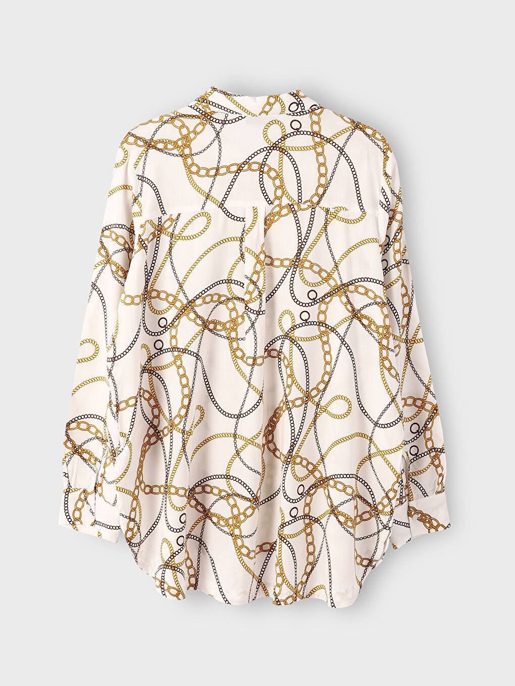 قميص نسائي كم طويل منقوش-3