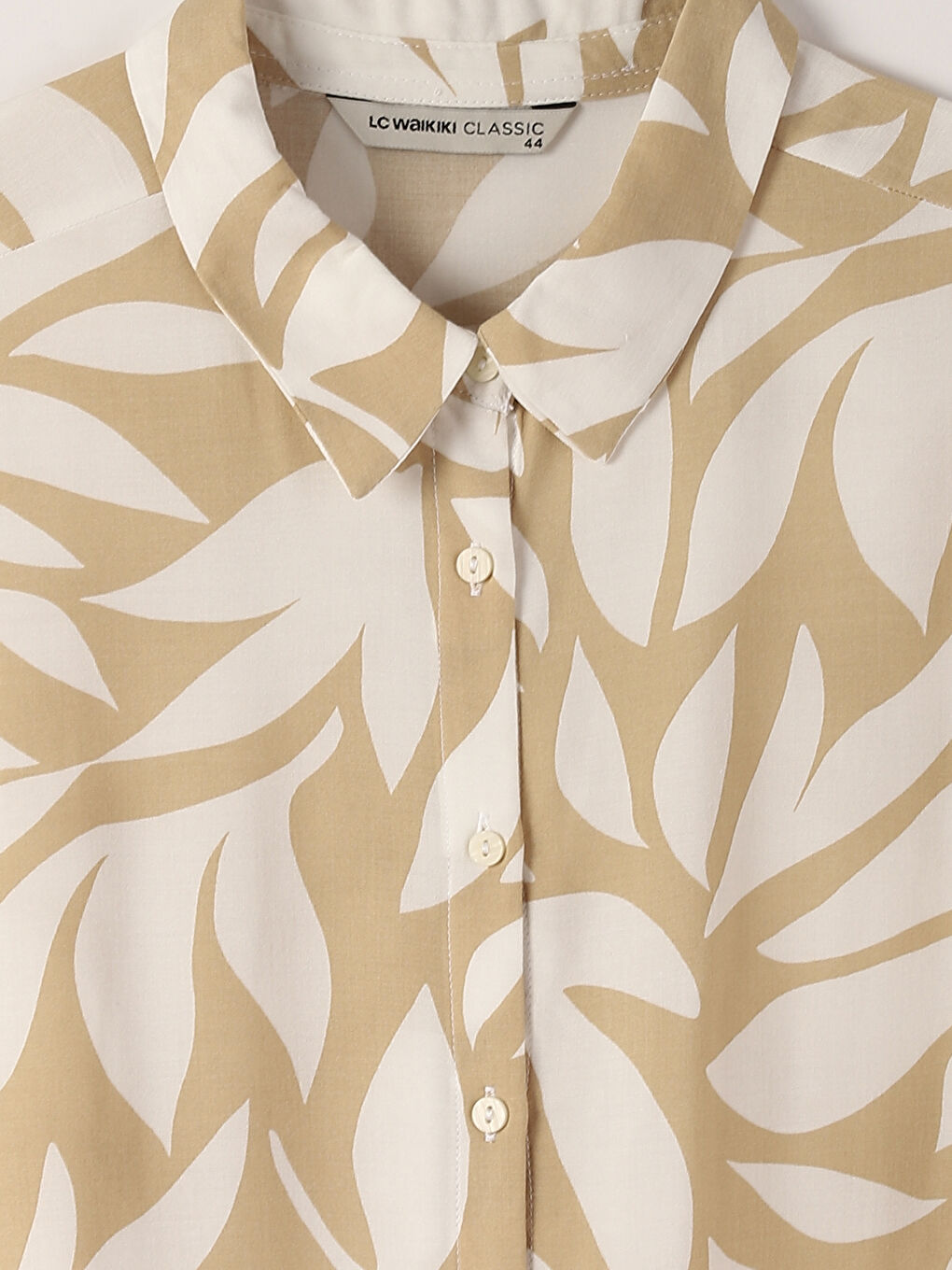 قميص نسائي كم طويل منقوش-1