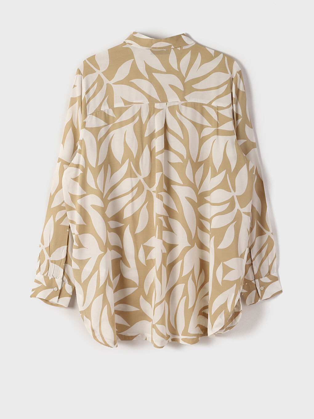 قميص نسائي كم طويل منقوش-3