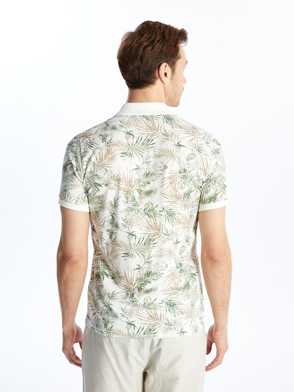 Polo Neck Short Sleeve Patterned Combed Cotton Men's T-Shirt -S4GP61Z8-LRA
