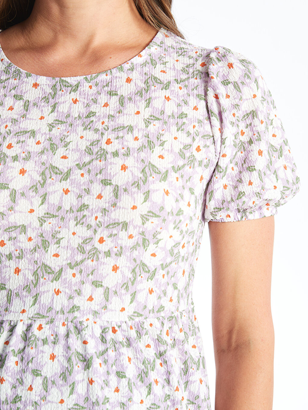 Crew Neck Floral Short Sleeve Maternity Dress -S4GP70Z8-LSC