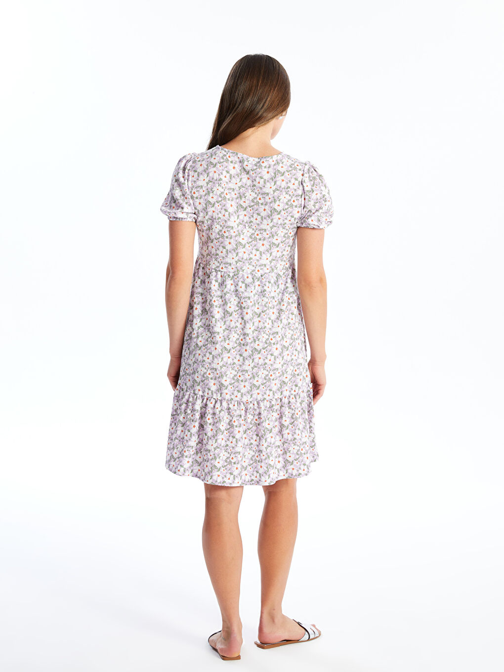 Crew Neck Floral Short Sleeve Maternity Dress -S4GP70Z8-LSC