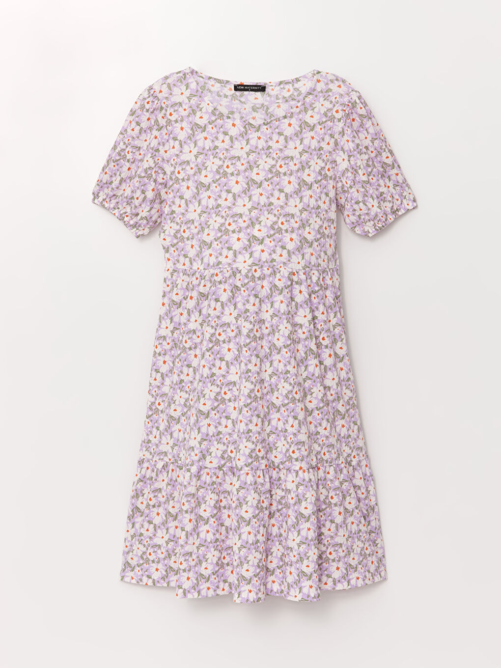 Crew Neck Floral Short Sleeve Maternity Dress -S4GP70Z8-LSC