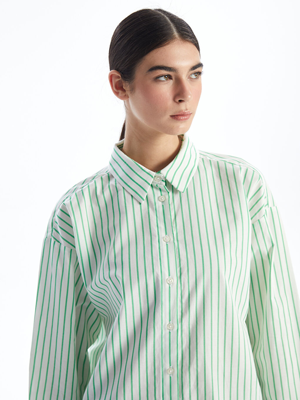 Tunique Chemise Rayée Surdimensionnée Pour Femmes-1