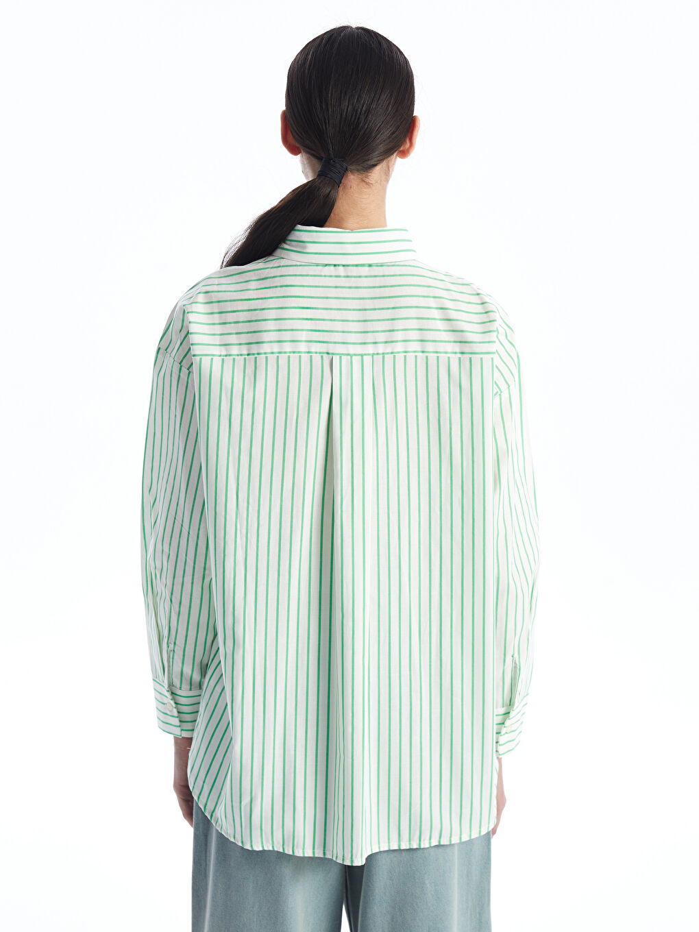 Tunique Chemise Rayée Surdimensionnée Pour Femmes-4