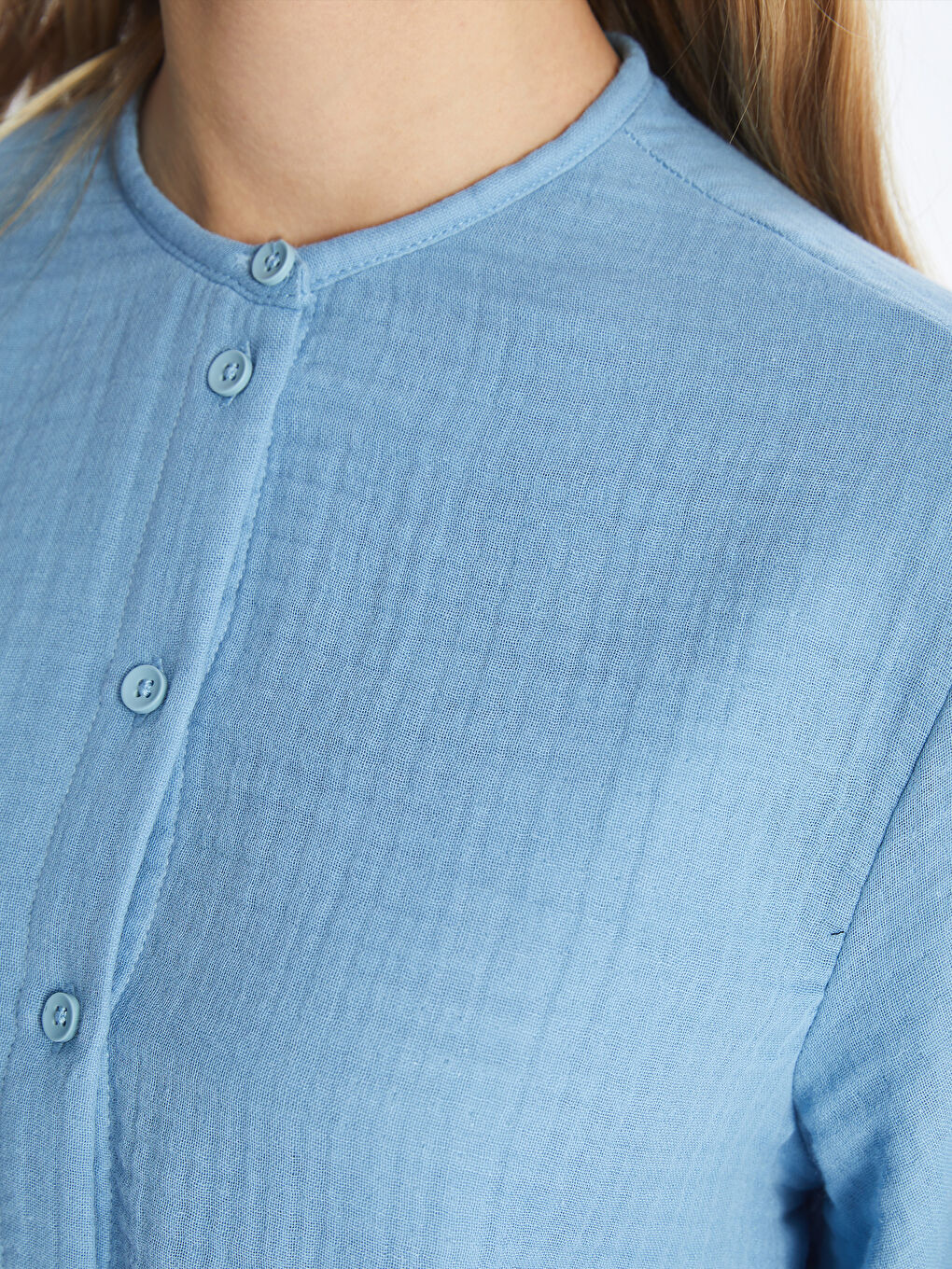 Grandad Collar Plain Poplin Women's Shirt Tunic-4