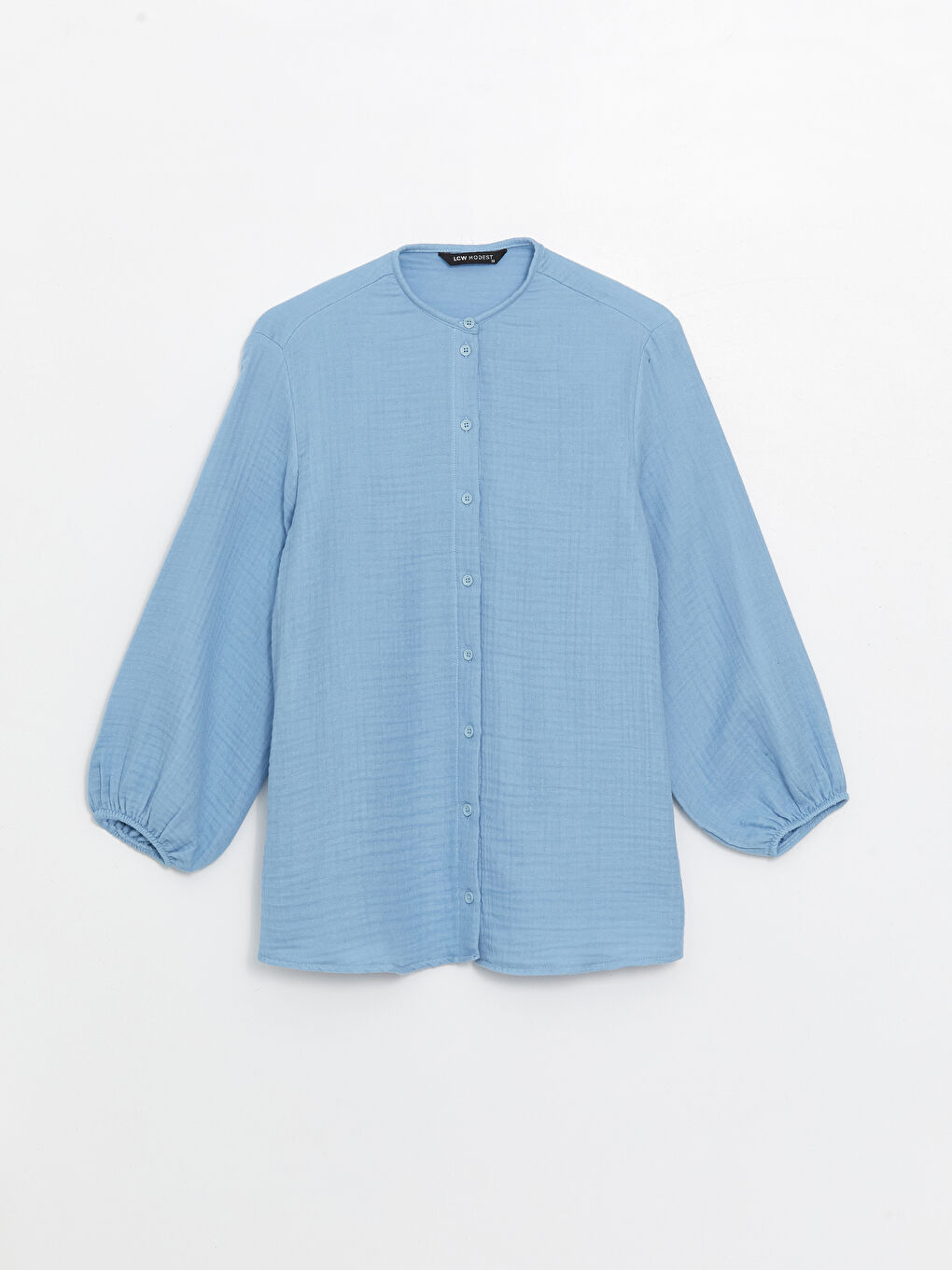 Grandad Collar Plain Poplin Women's Shirt Tunic-6