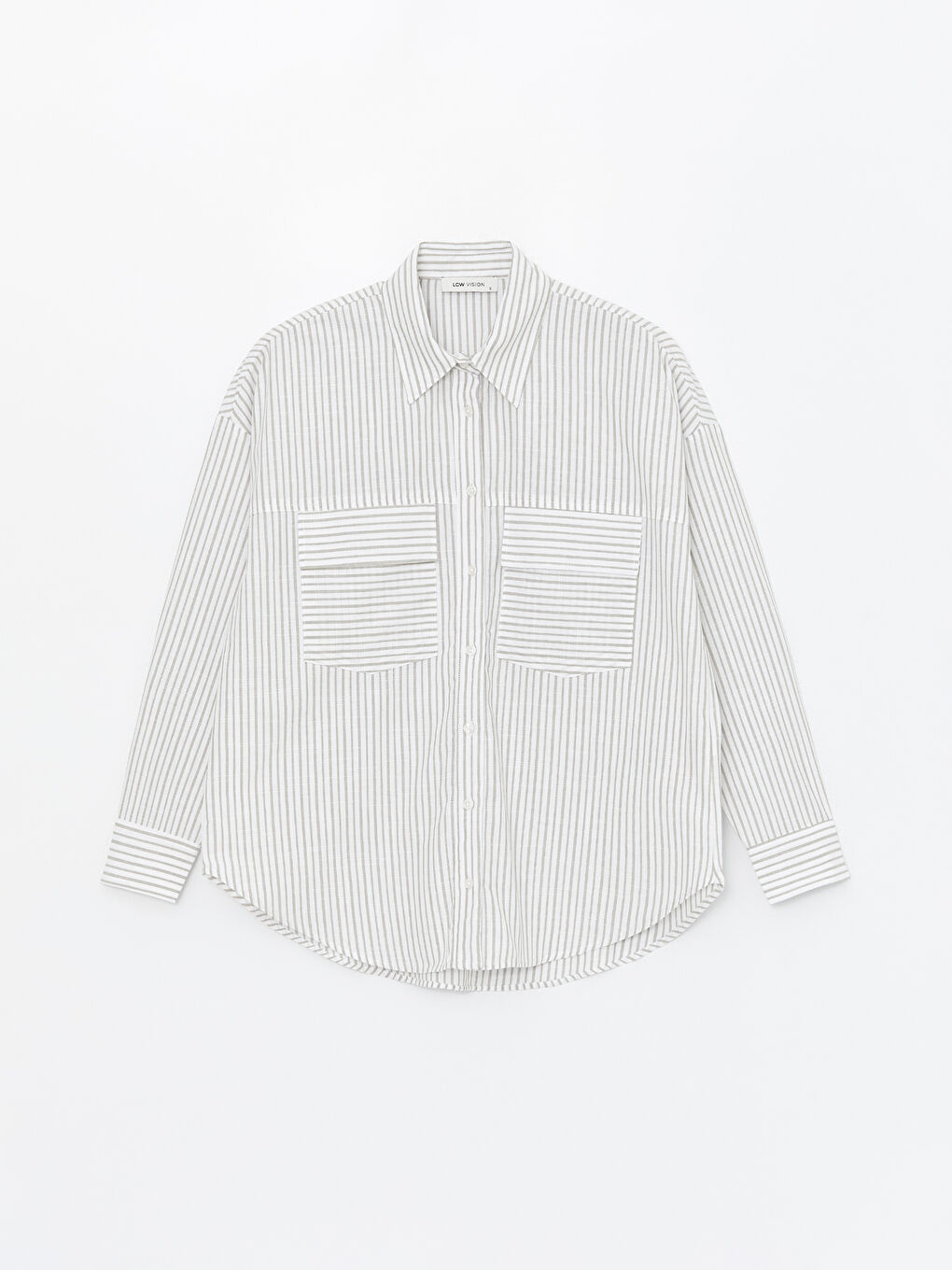 Striped Long Sleeve Oversize Women's Shirt -S4GQ40Z8-LFT