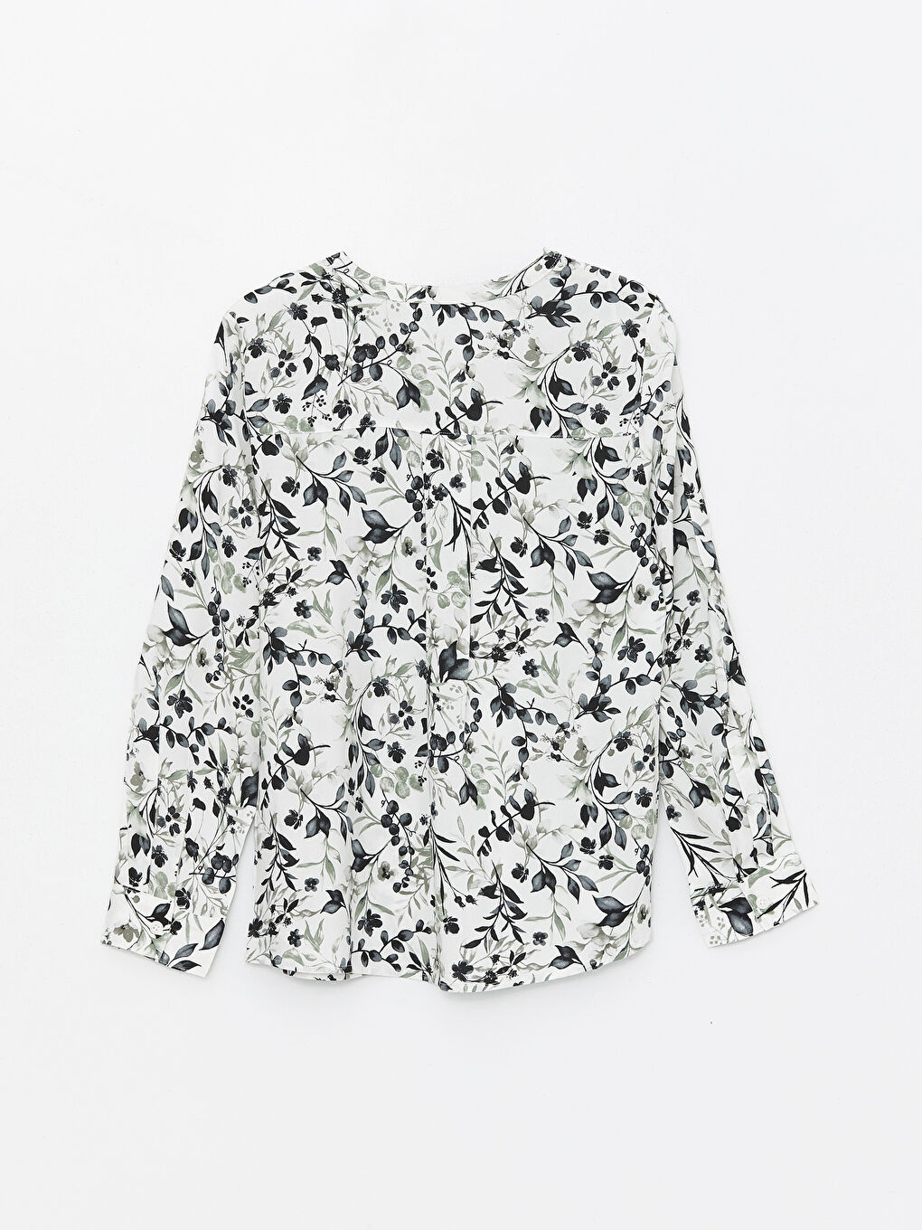 Notch Neck Patterned Long Sleeve Women's Blouse-6