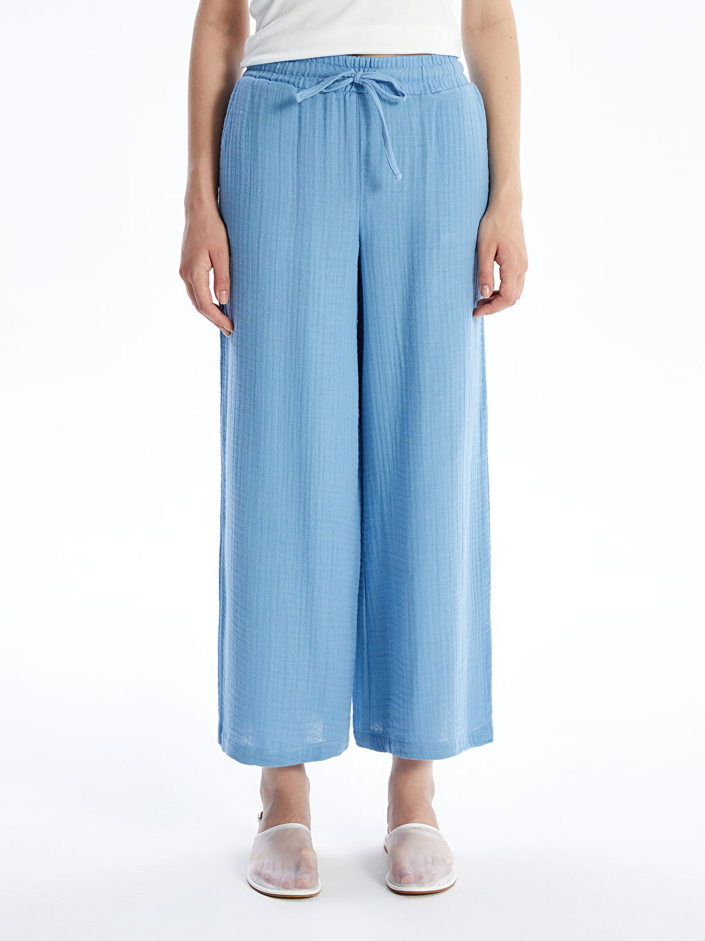 Elasticated Waist Loose Fit Muslin Women's Trousers-1