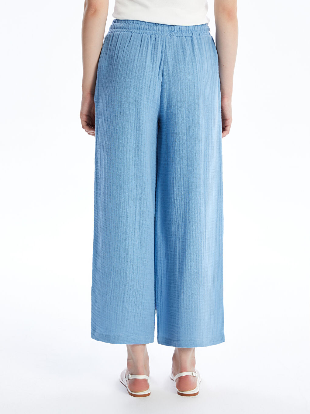 Elasticated Waist Loose Fit Muslin Women's Trousers-3