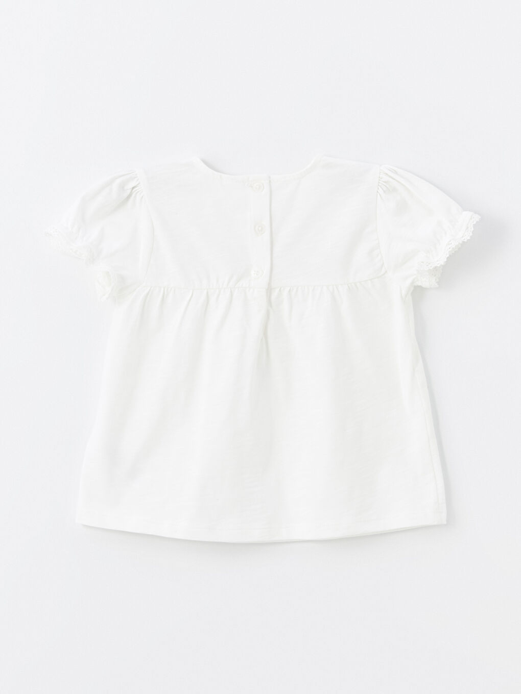 Ekru Çiçek Nakışlı Kız Bebek Bluz-2