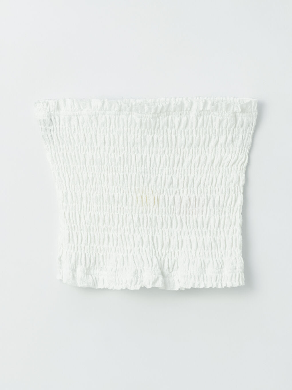 Beyaz Kadın Straplez Düz Crop-5