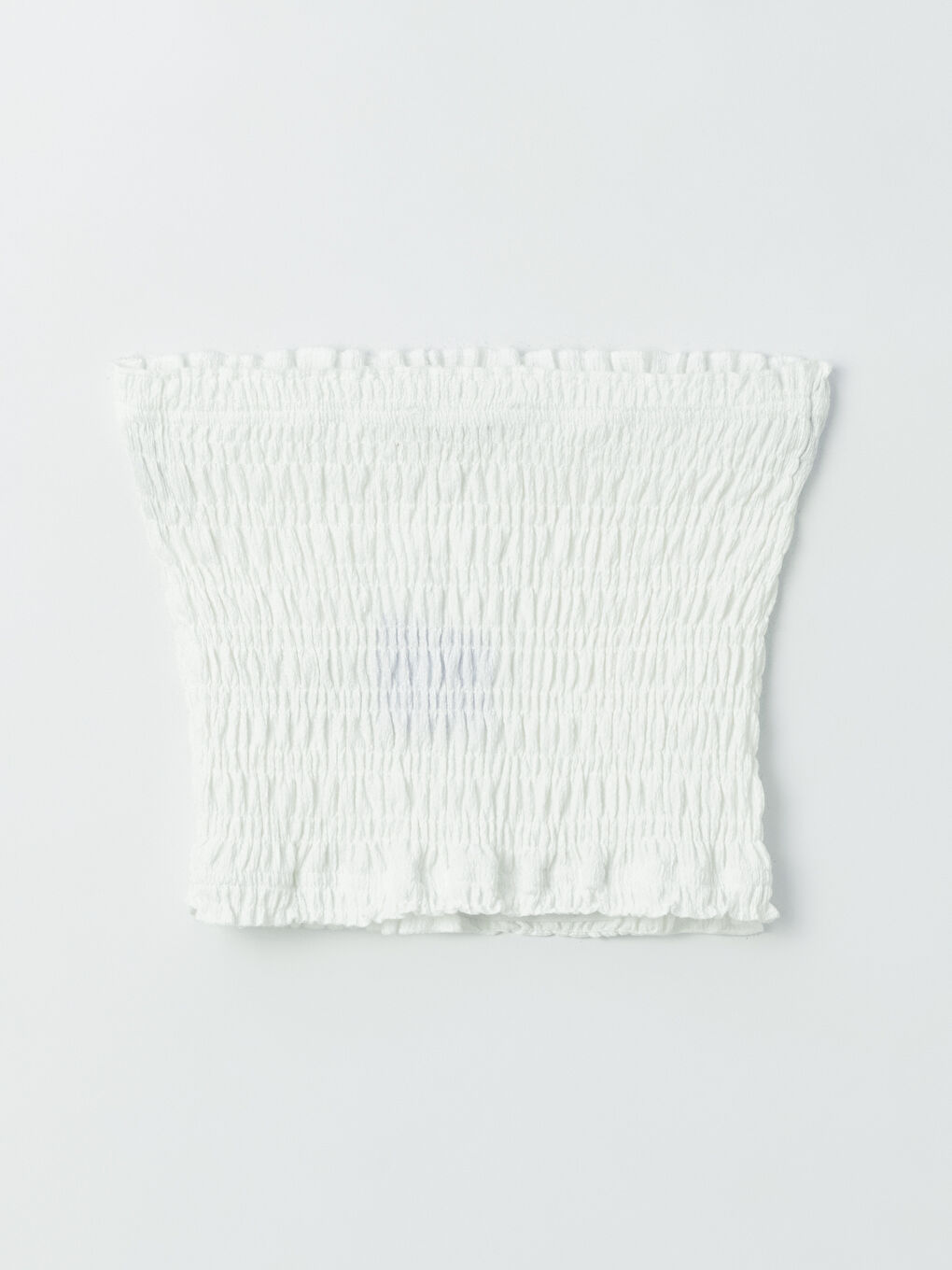 Beyaz Kadın Straplez Düz Crop-6