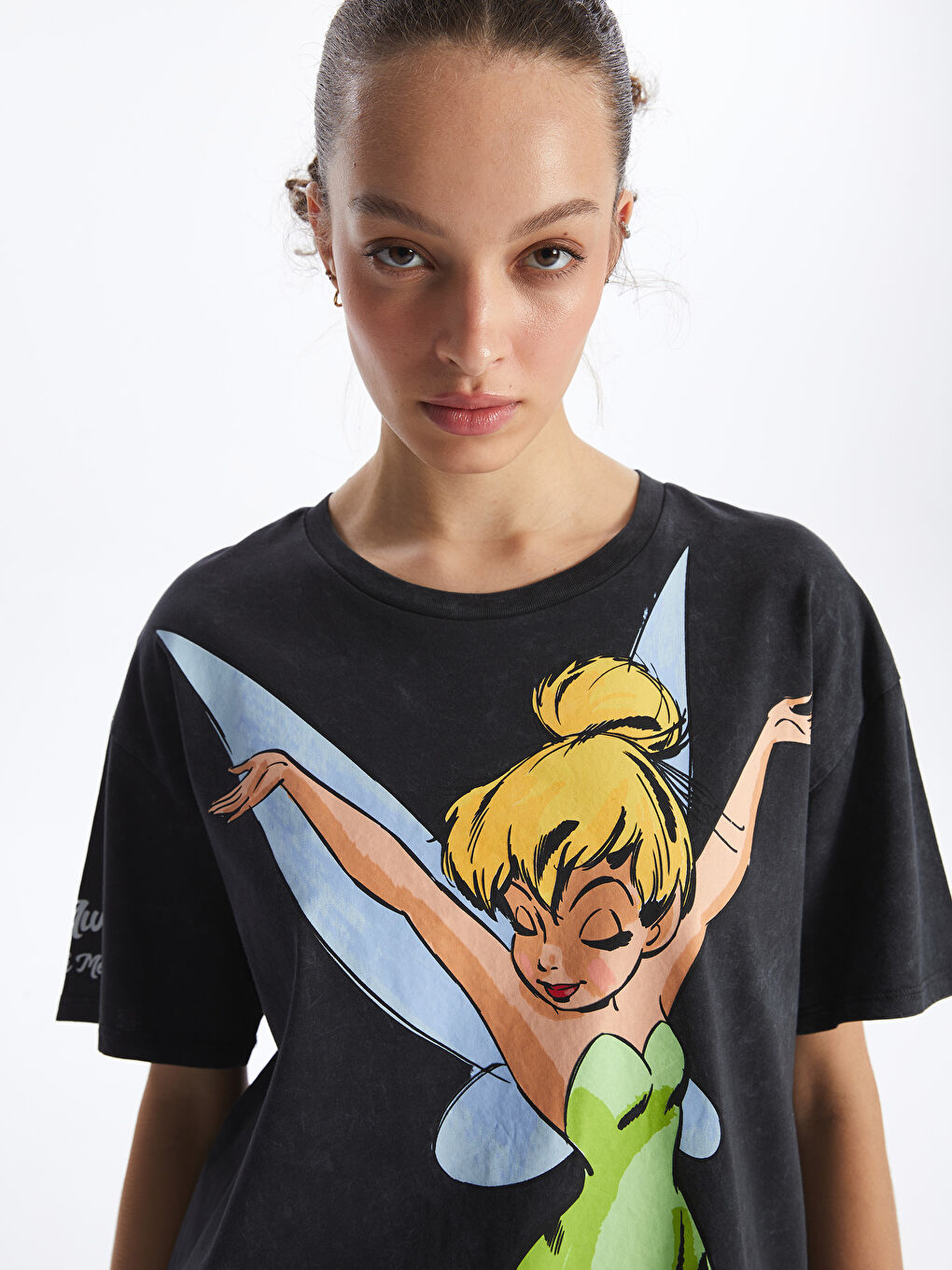 Crew Neck Tinker Bell Printed Short Sleeve Women's T-Shirt -S4GS02Z8-RFL