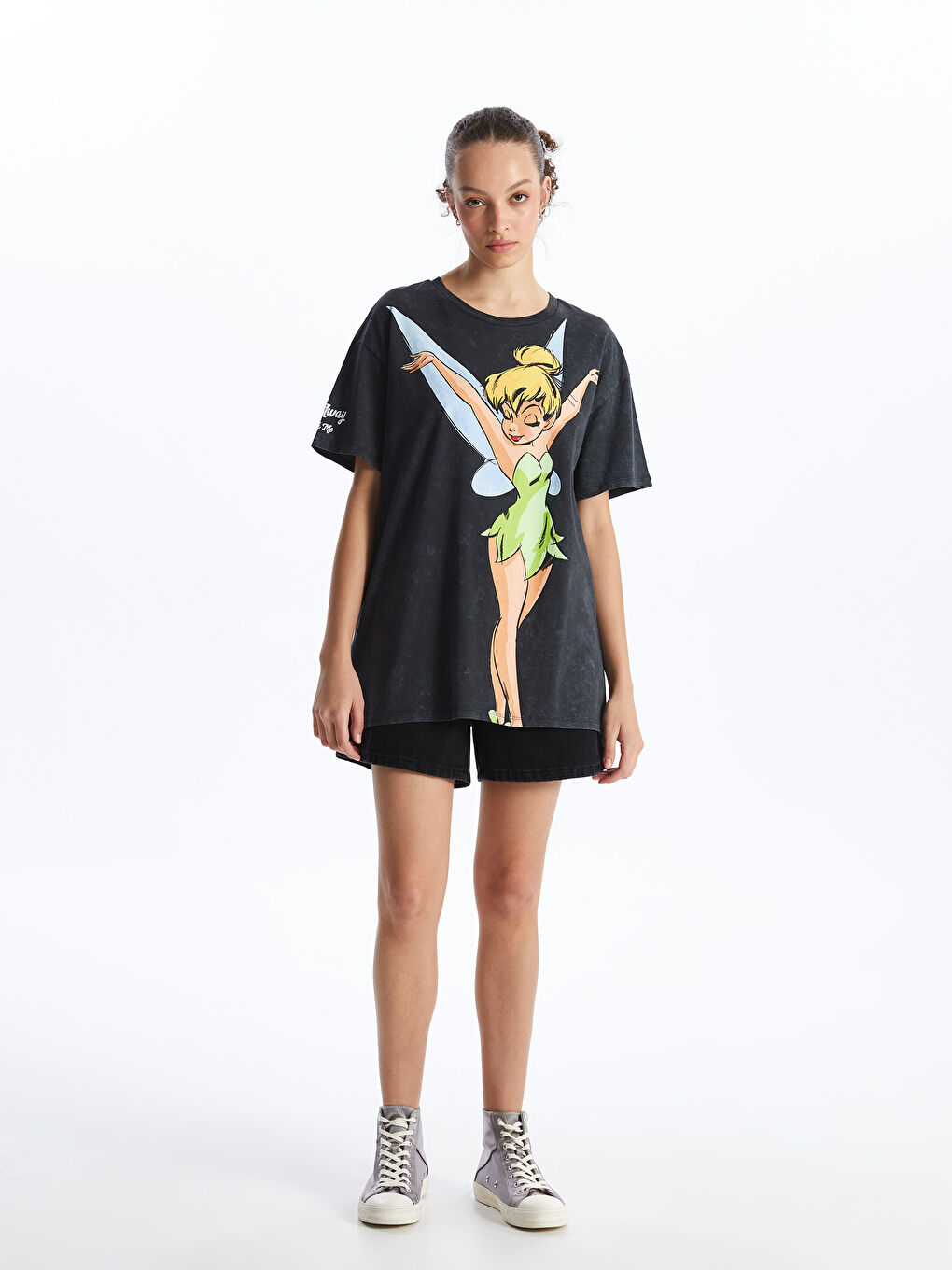 Crew Neck Tinker Bell Printed Short Sleeve Women's T-Shirt -S4GS02Z8-RFL