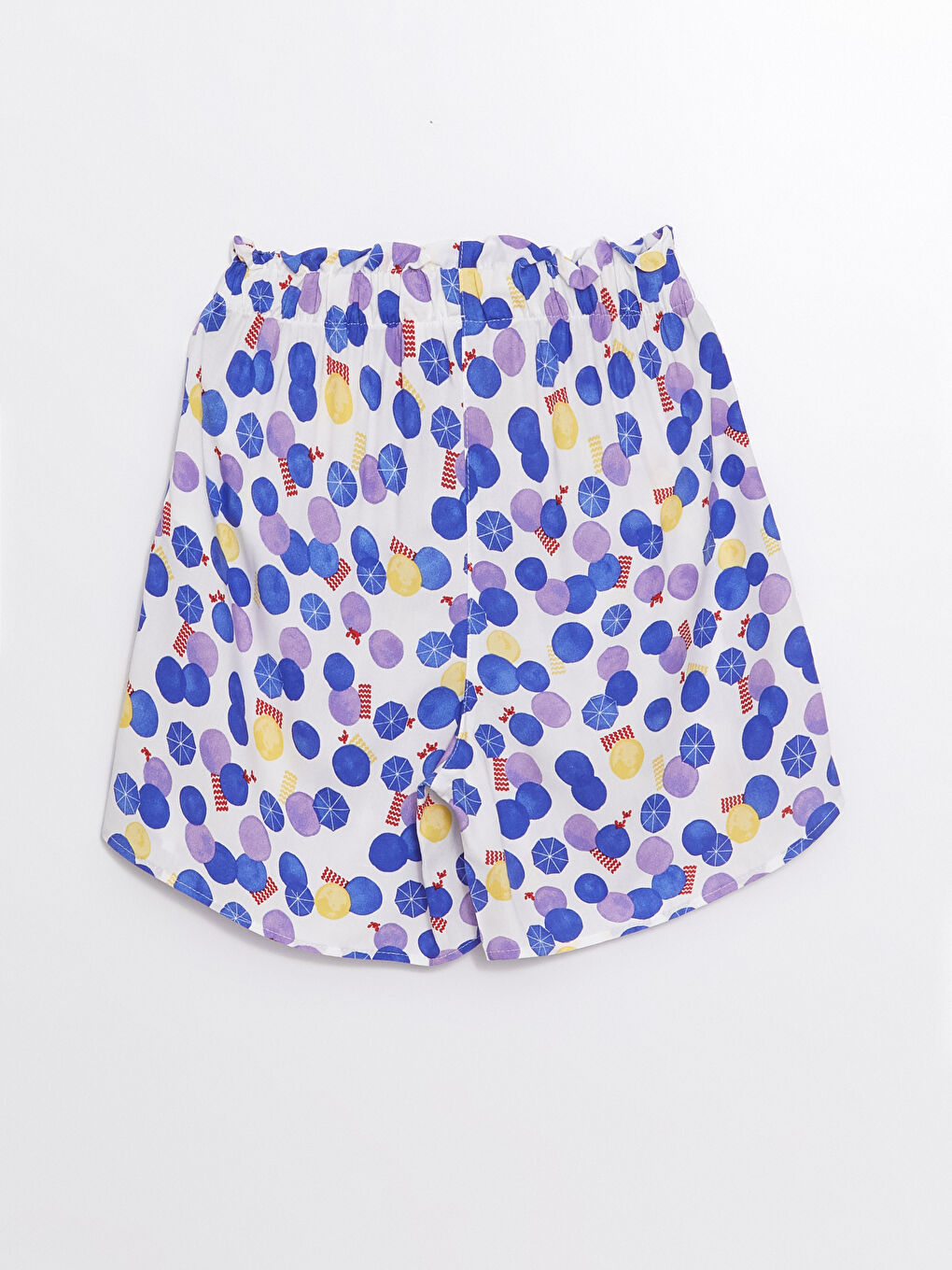 Beyaz Beli Lastikli Desenli Kadın Şort Pijama Altı-1