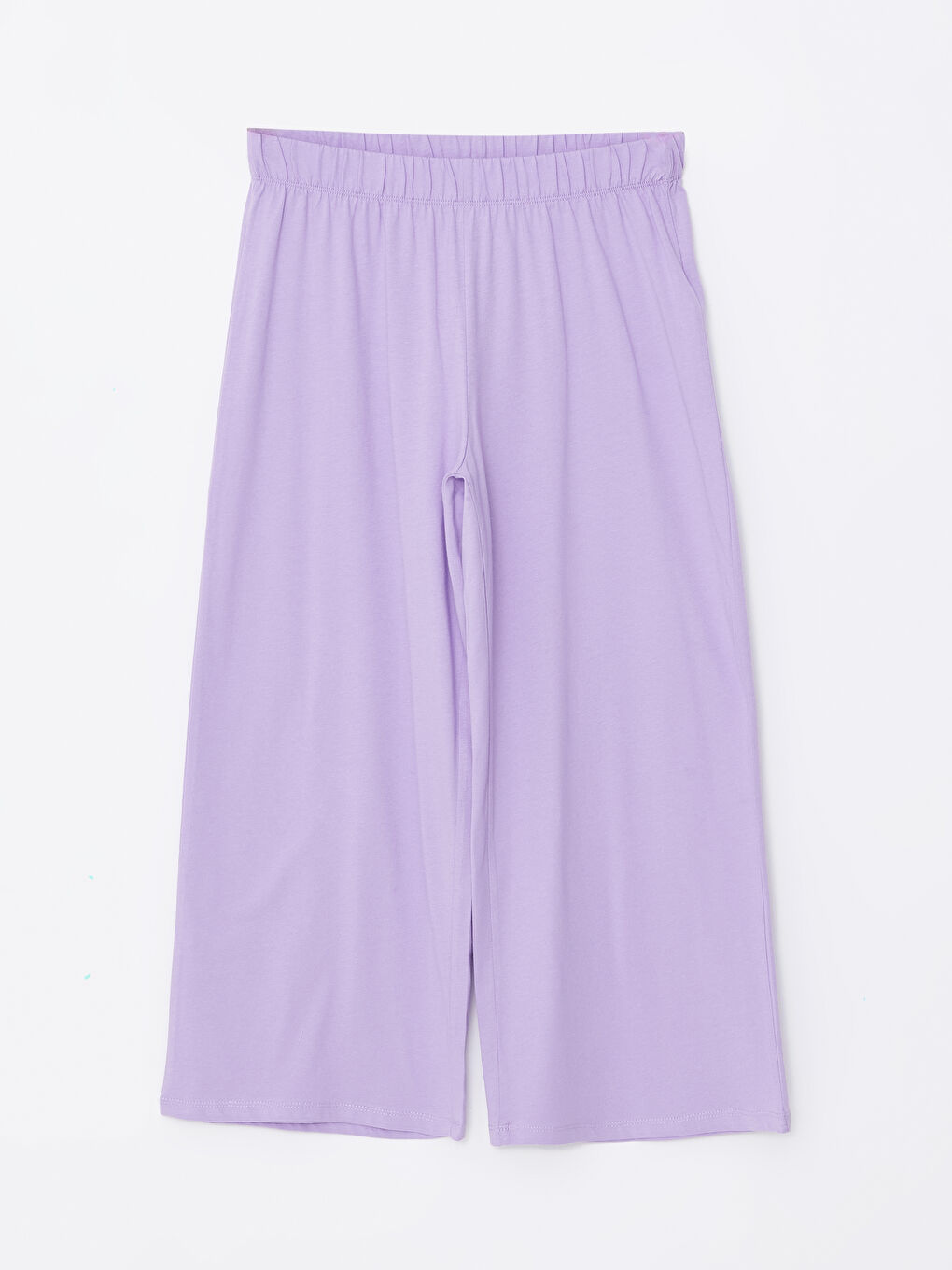 Lila Beli Lastikli Kadın Kapri Pijama Altı