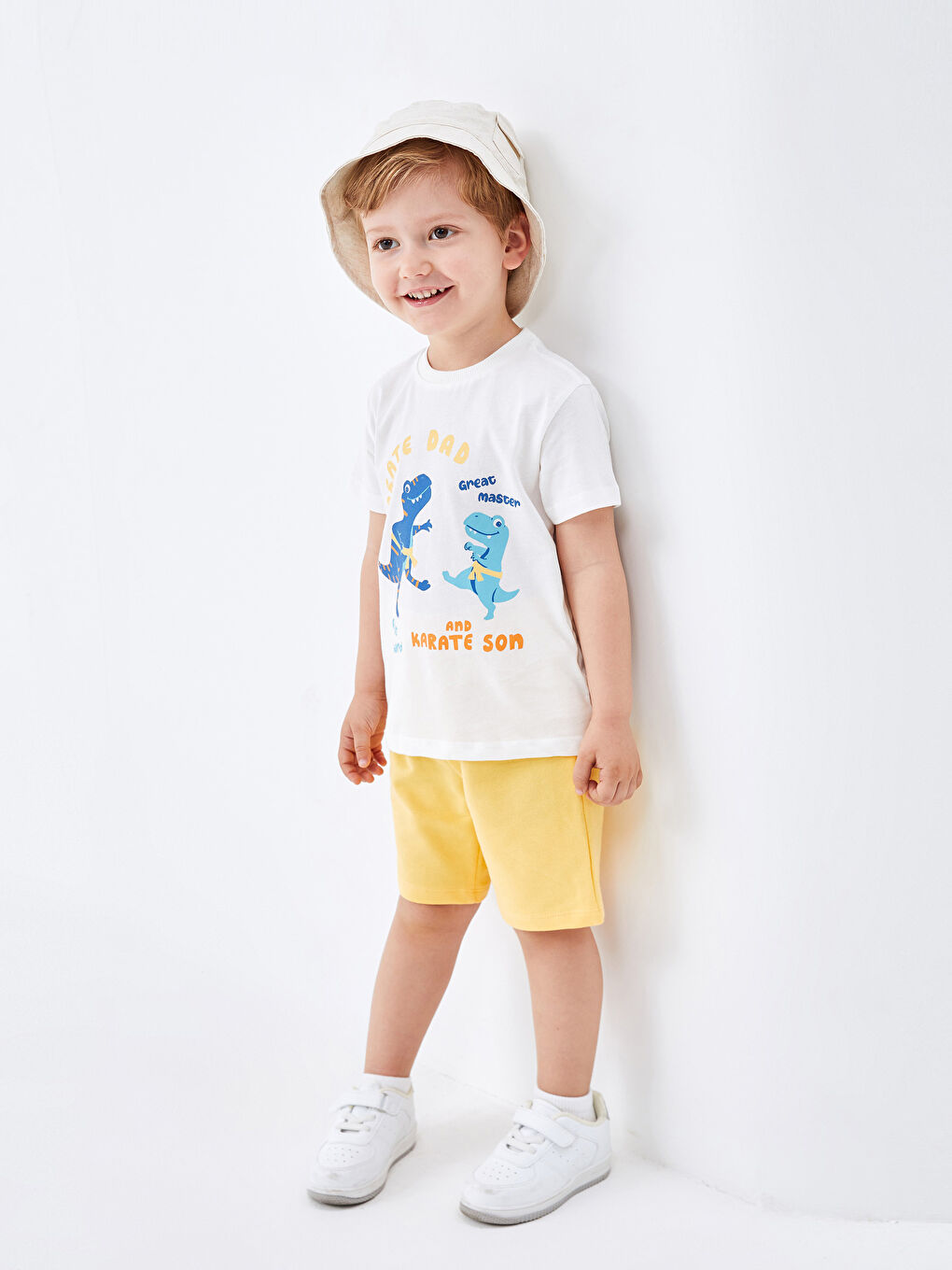 Crew Neck Printed Baby Boy T-Shirt and Shorts 2-Pack Set -S4GS80Z1-R9J