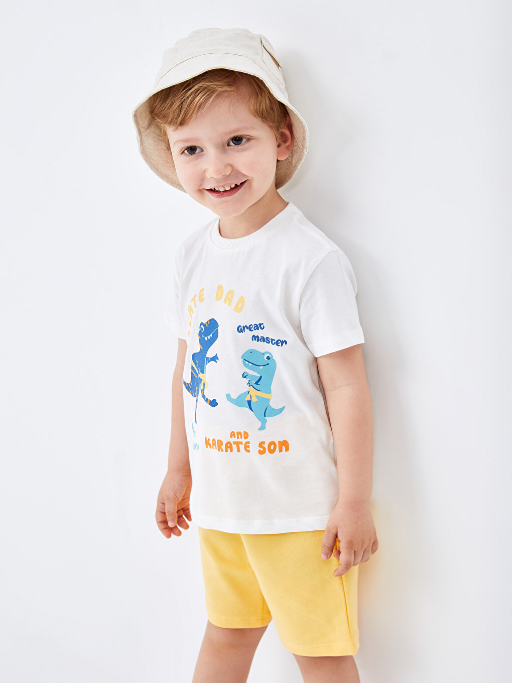 Crew Neck Printed Baby Boy T-Shirt and Shorts 2-Pack Set -S4GS80Z1-R9J