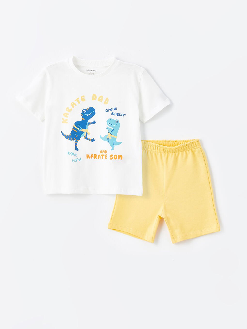 Crew Neck Printed Baby Boy T-Shirt and Shorts 2-Pack Set -S4GS80Z1-R9J