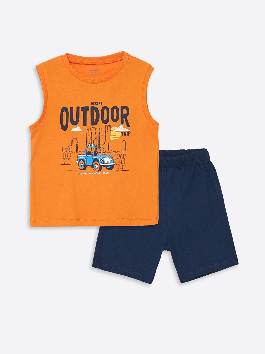 Crew Neck Sleeveless Printed Baby Boy Undershirt and Shorts 2-Piece Set -S4GS88Z1-GEE