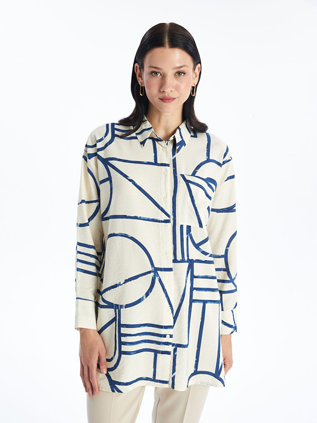 قميص تونيك منقوش للسيدات-1