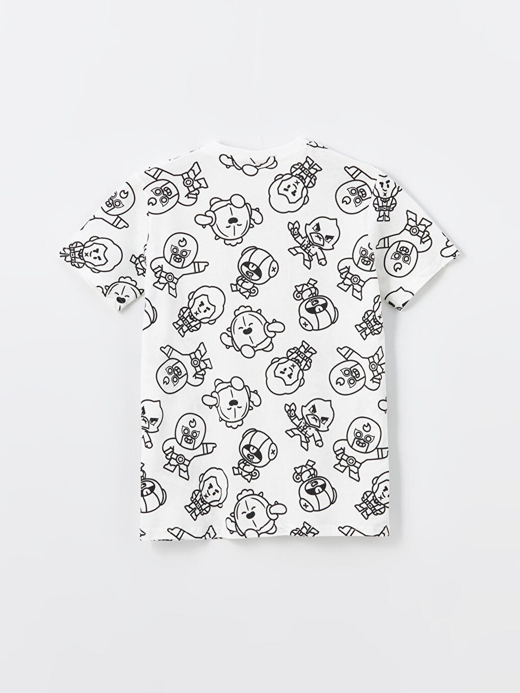 Ekru Bisiklet Yaka Brawl Stars Baskılı Kısa Kollu Erkek Çocuk Tişört-1