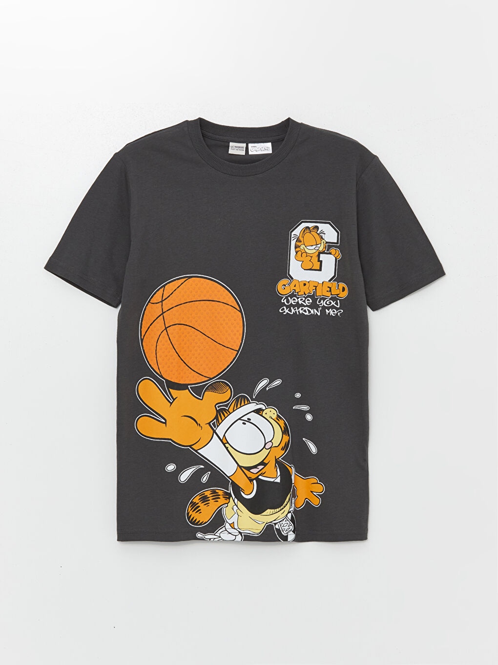 Crew Neck Garfield Printed Short Sleeve Boys' T-Shirt