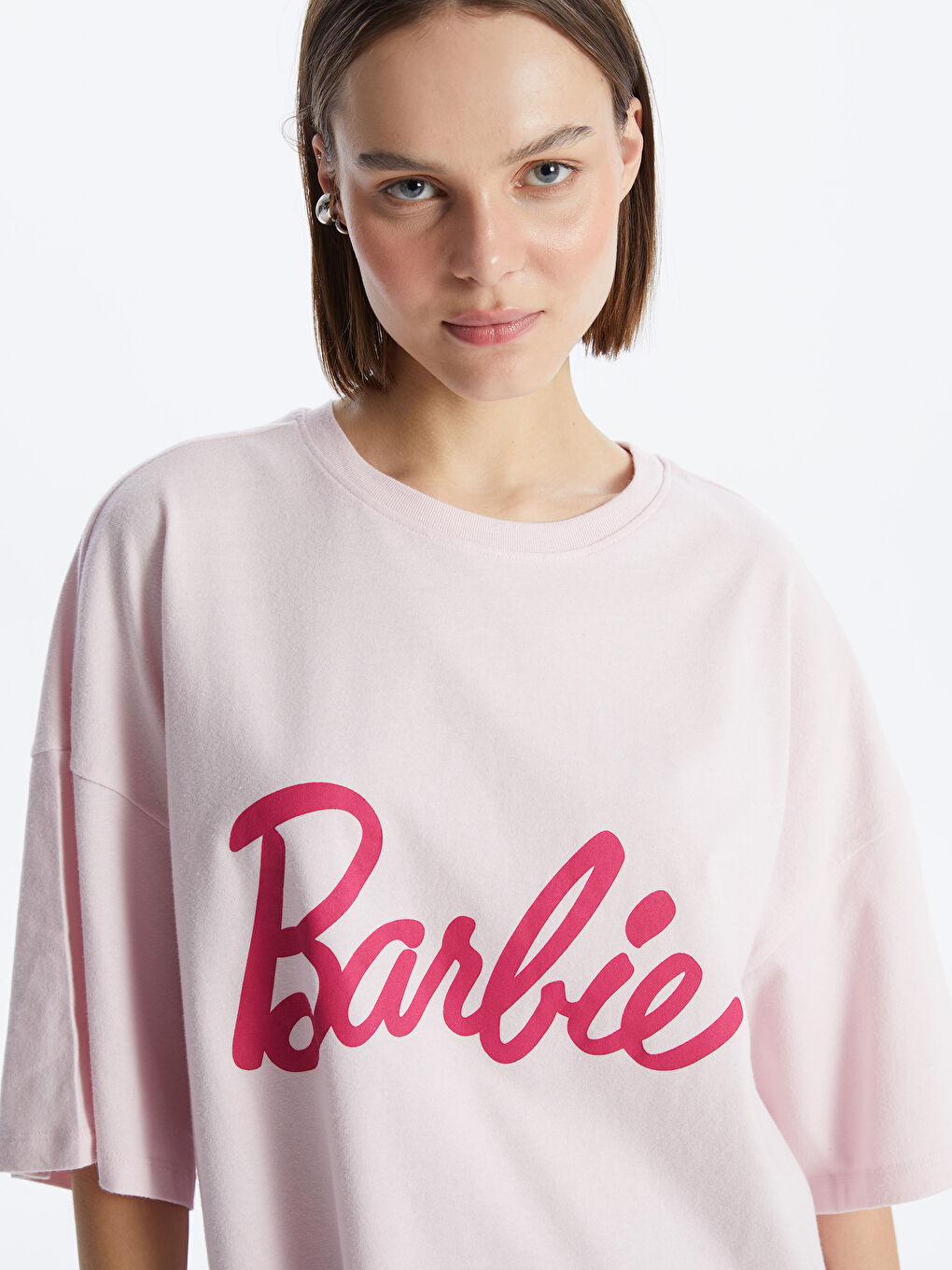 LCW HOME Crew Neck Barbie Printed Short Sleeve Women's T-Shirt -S4GT94Z8-JH4