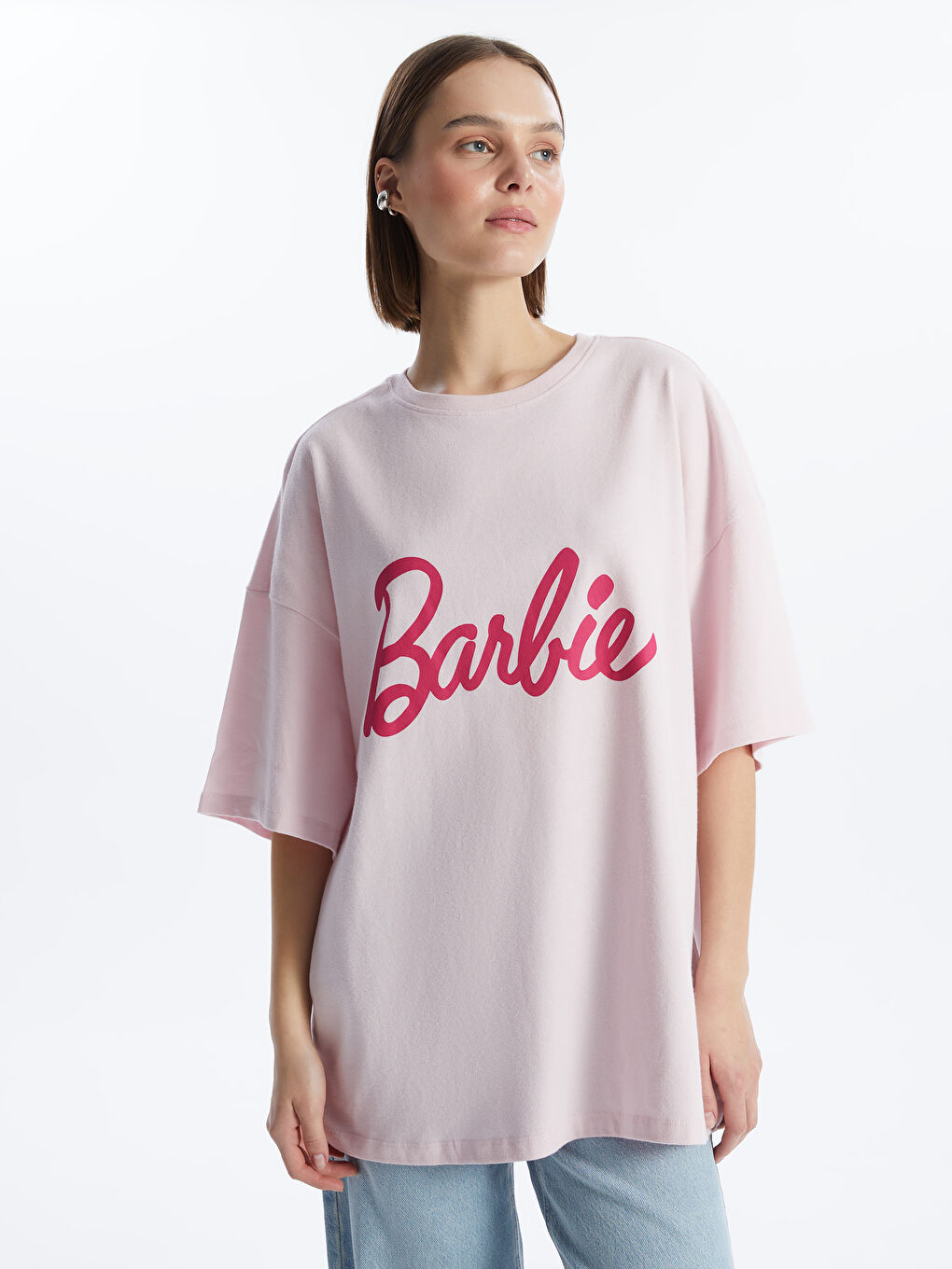LCW HOME Crew Neck Barbie Printed Short Sleeve Women's T-Shirt -S4GT94Z8-JH4