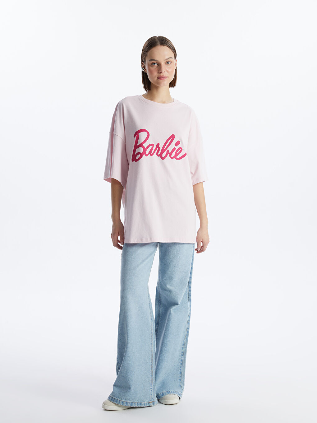 LCW HOME Crew Neck Barbie Printed Short Sleeve Women's T-Shirt -S4GT94Z8-JH4