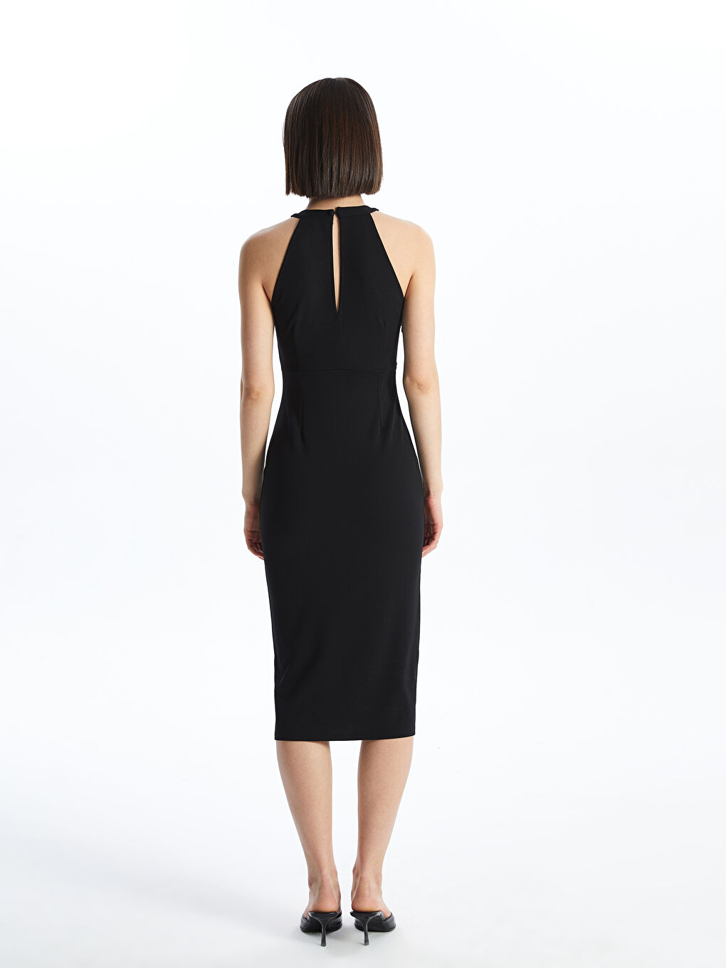 LCW Vision Women's Halter Neck Plain Dress -S4GU45Z8-CVL