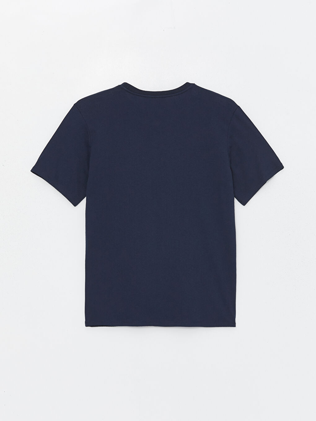 Lacivert Bisiklet Yaka Kısa Kollu Baskılı Penye Erkek Tişört-6