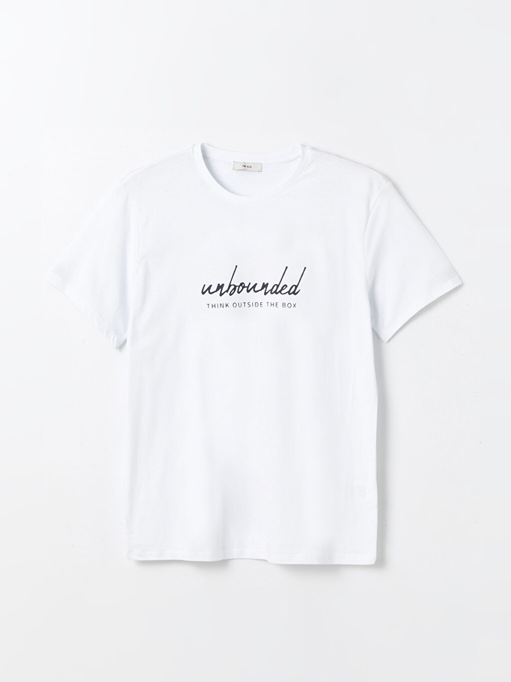 Beyaz Bisiklet Yaka Kısa Kollu Baskılı Penye Erkek Tişört-5