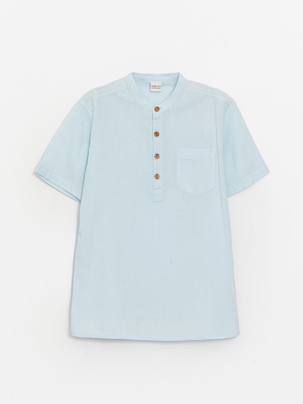 Grandad Collar Basic Short Sleeve Boys' Shirt