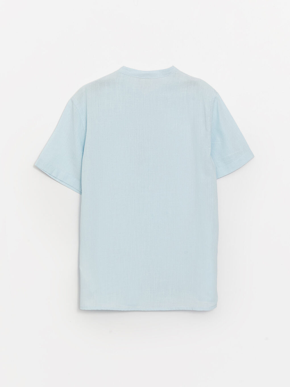 Grandad Collar Basic Short Sleeve Boys' Shirt-1