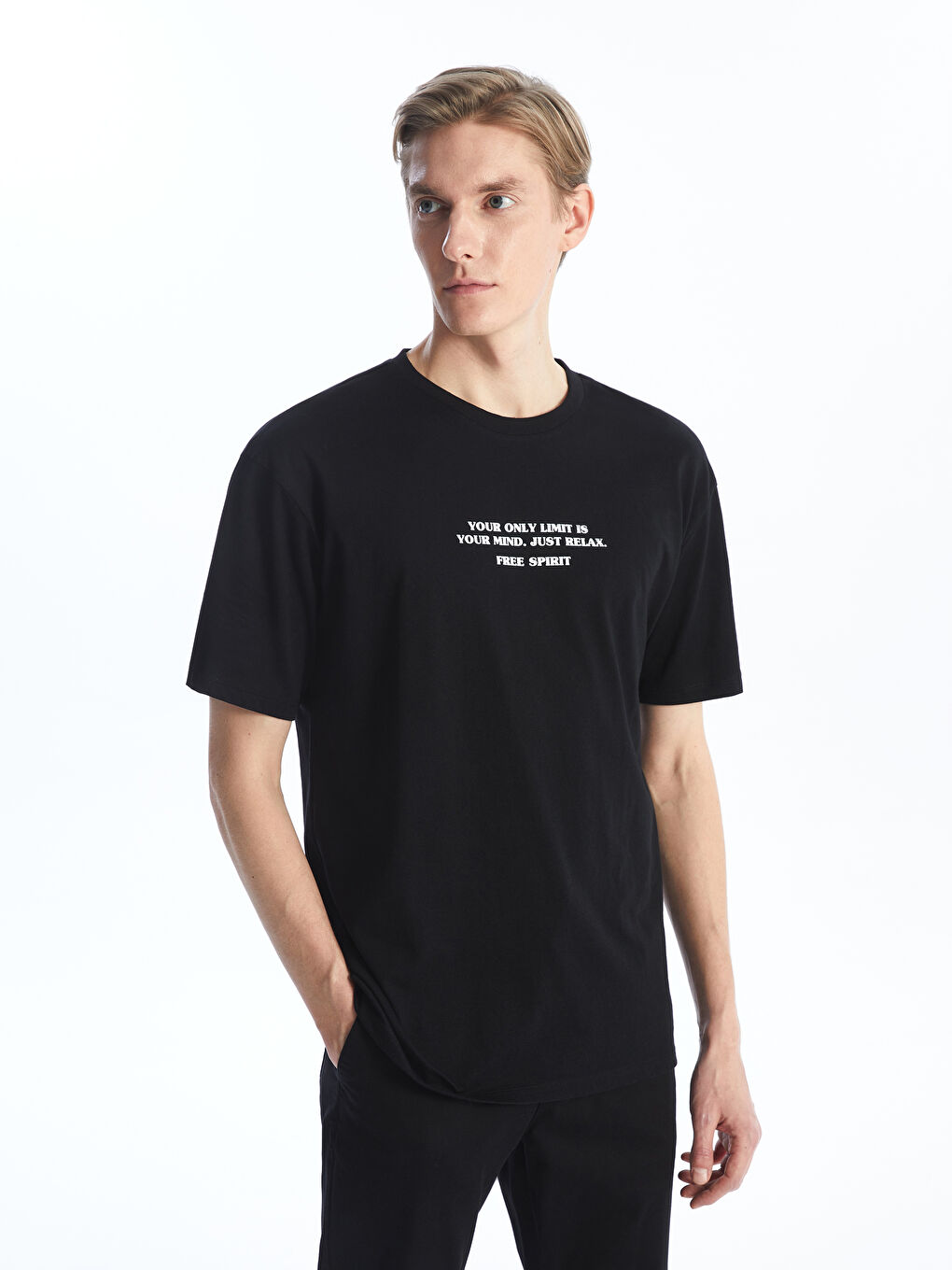 Crew Neck Short Sleeve Printed Combed Cotton Men's T-shirt-1