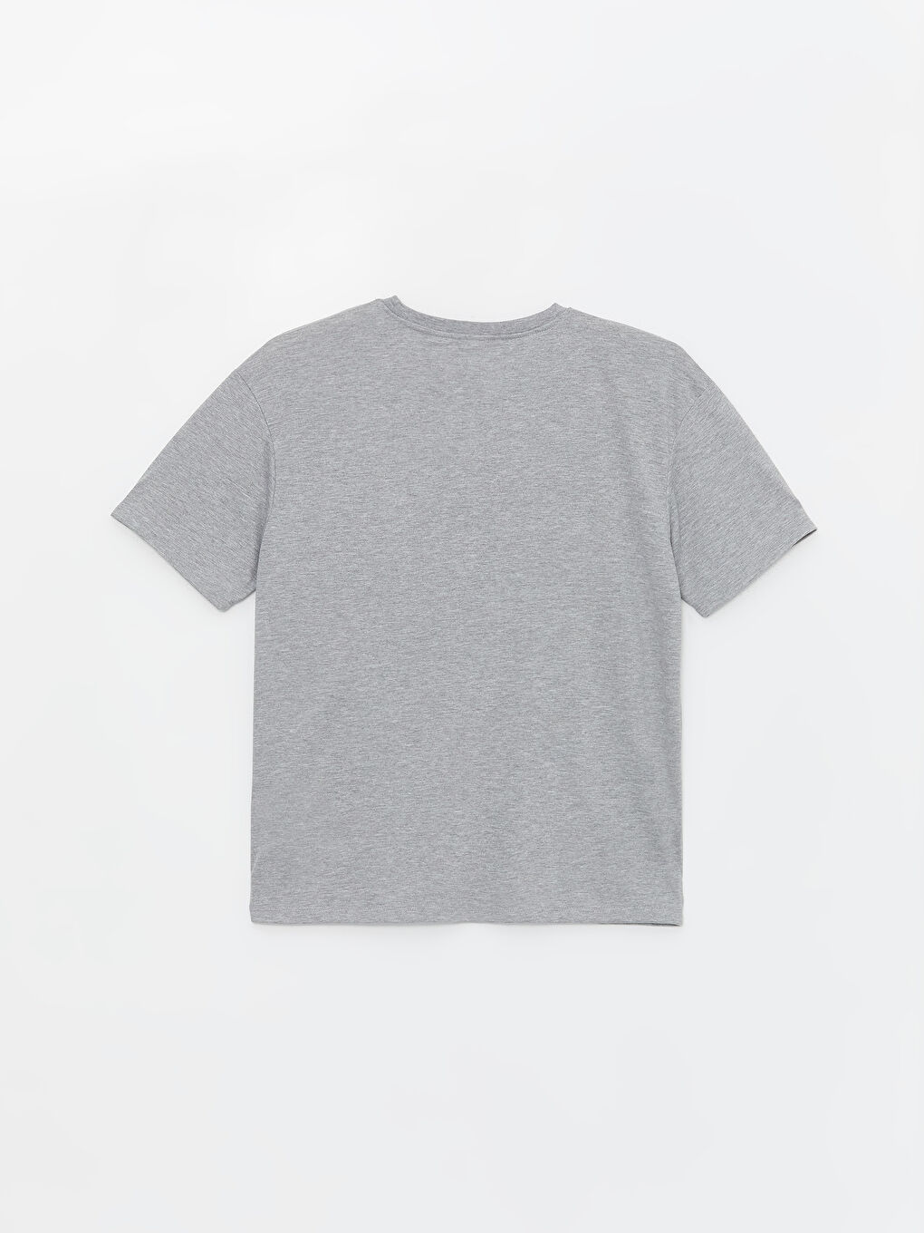 Gri Bisiklet Yaka Kısa Kollu Baskılı Penye Erkek Tişört-6