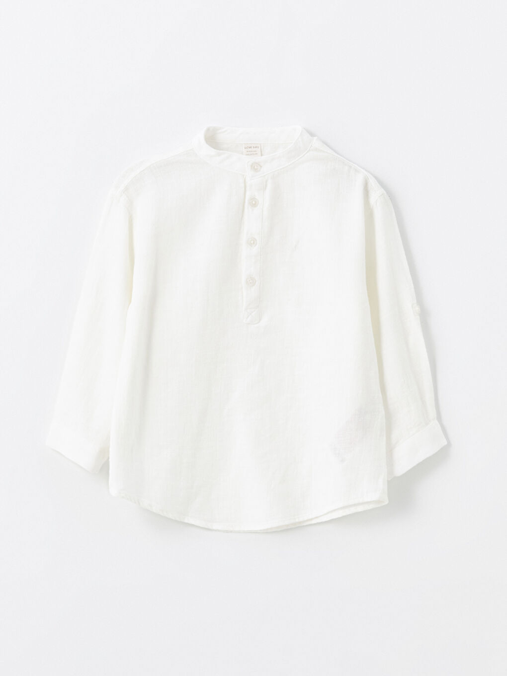 Beyaz Hakim Yaka Uzun Kollu Erkek Bebek Gömlek ve Pantolon 2'li Takım-1