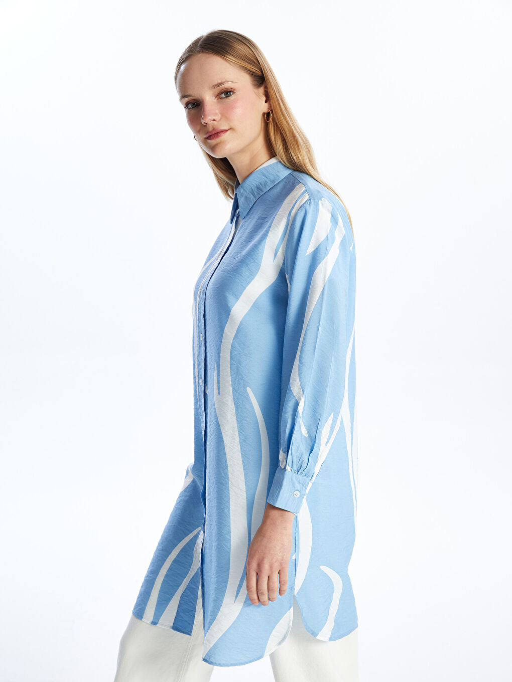 Patterned Women's Shirt Tunic -S4GY24Z8-LQQ