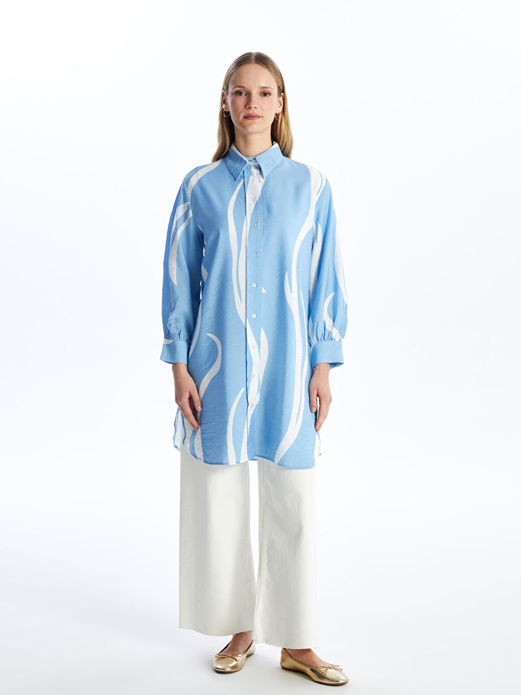 Patterned Women's Shirt Tunic -S4GY24Z8-LQQ