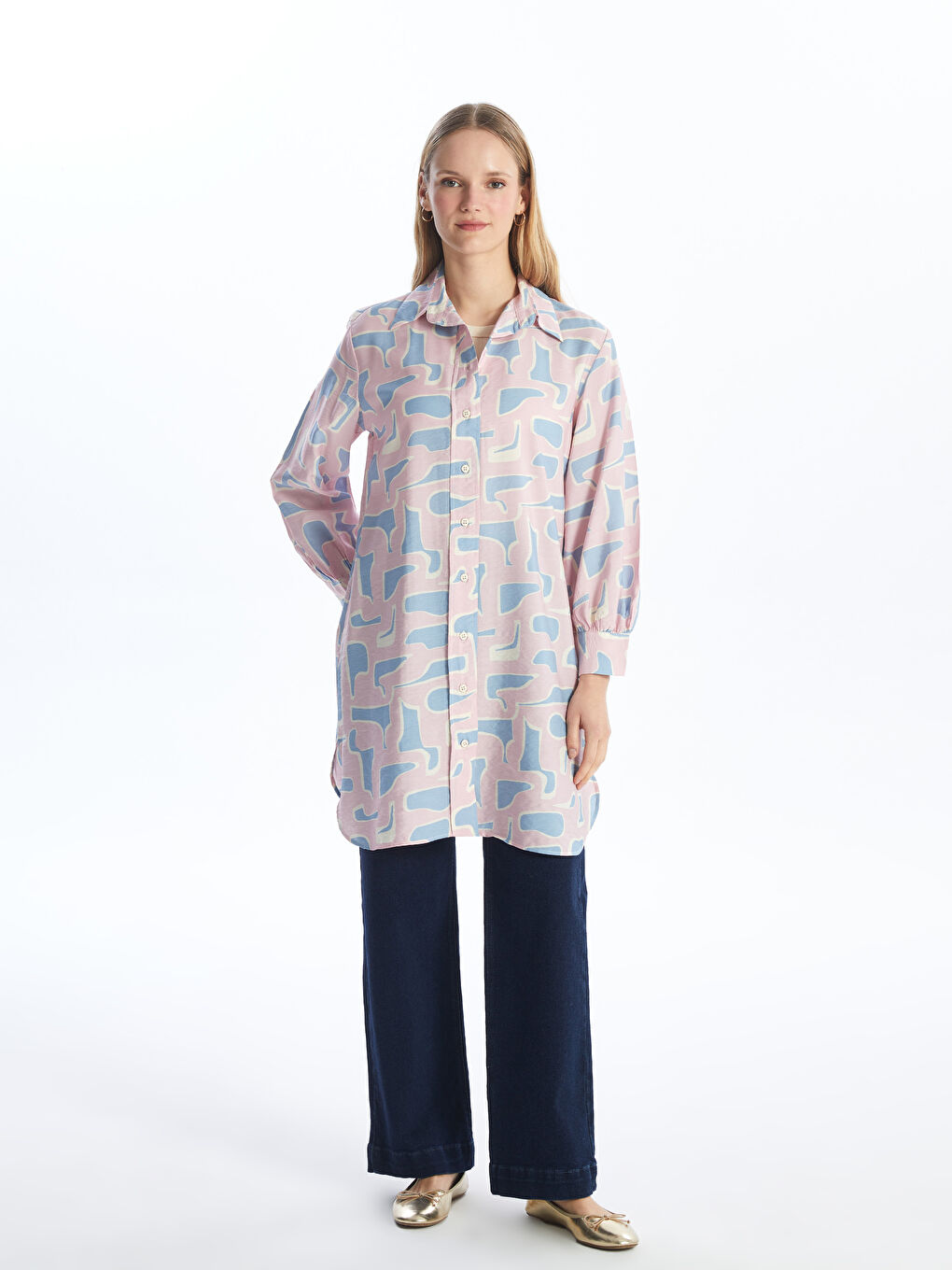 Patterned Women's Shirt Tunic-2