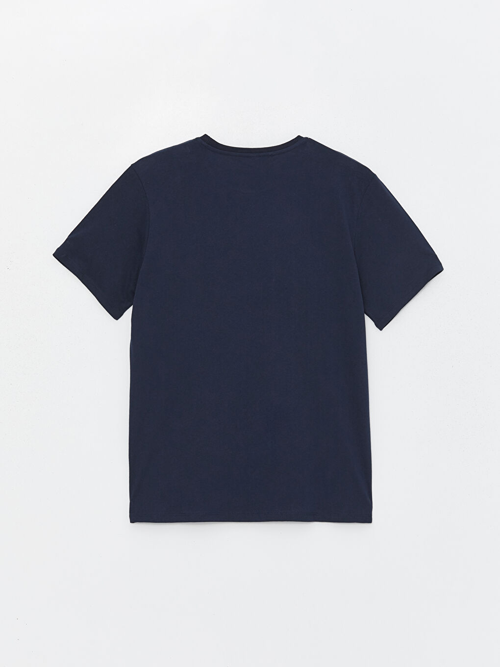 Lacivert Bisiklet Yaka Kısa Kollu Baskılı Penye Erkek Tişört-6