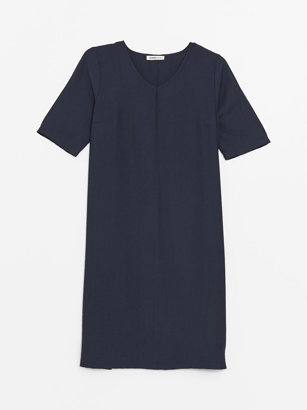 LCW Grace V Neck Plain Short Sleeve Women's Dress -S4GY69Z8-HRC