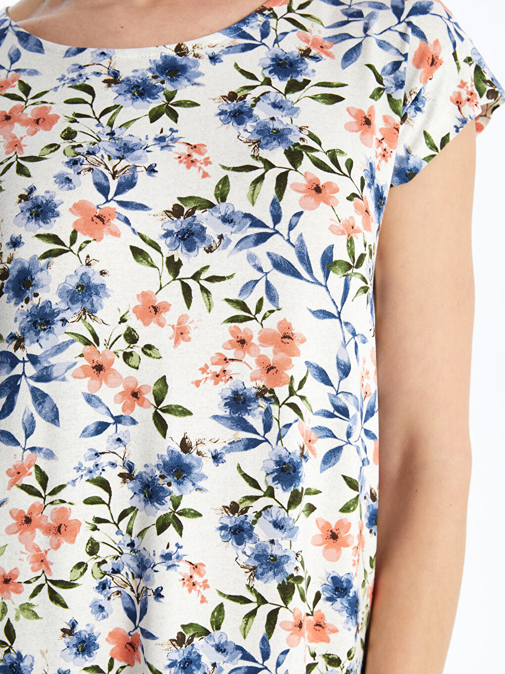 Crew Neck Patterned Short Sleeve Women's Dress -S4GY75Z8-F9C