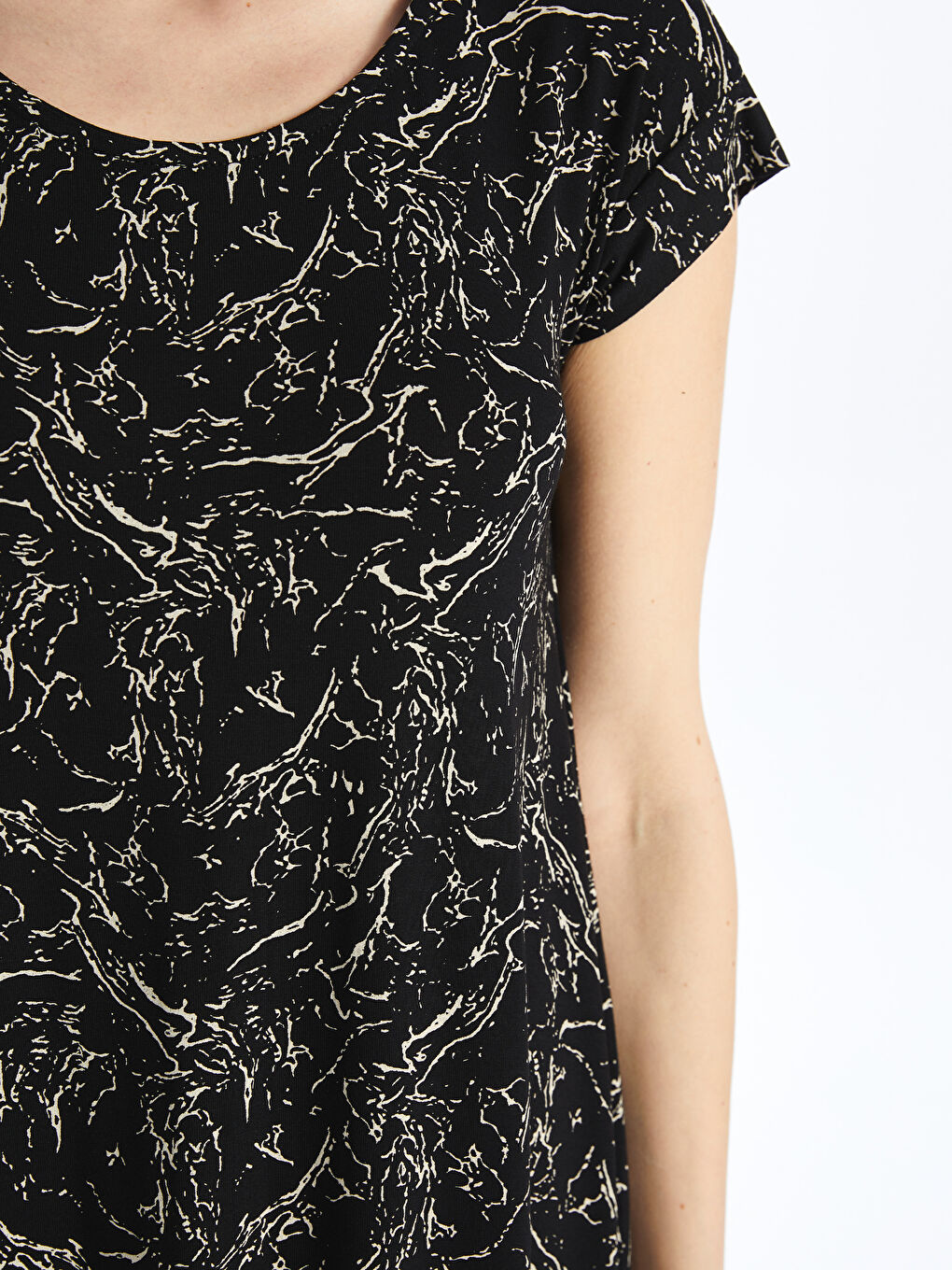 Crew Neck Patterned Short Sleeve Women's Dress -S4GY75Z8-LQJ