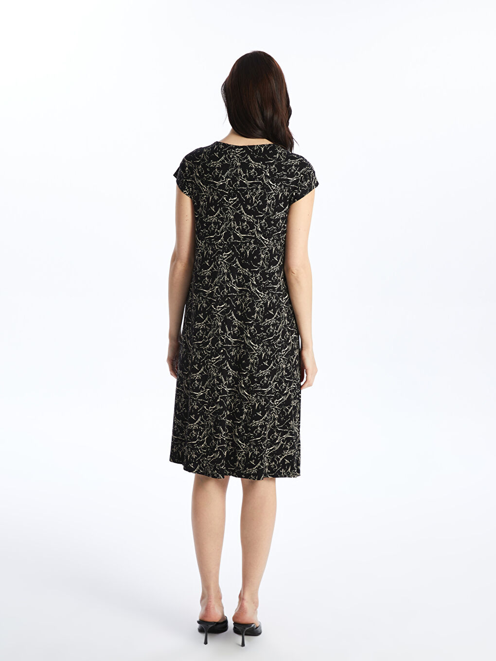 Crew Neck Patterned Short Sleeve Women's Dress -S4GY75Z8-LQJ