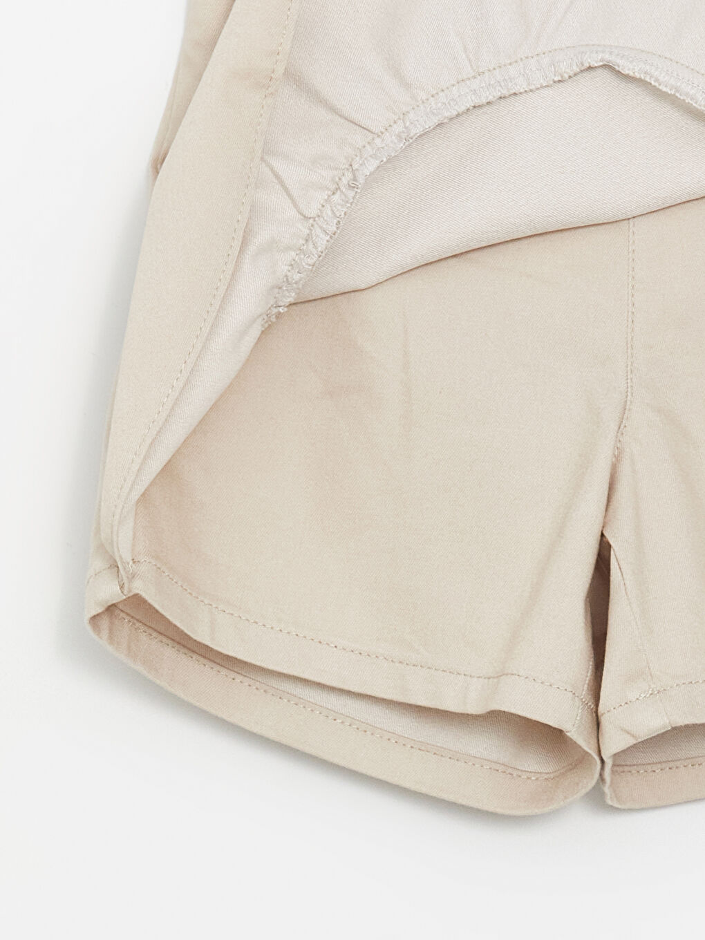 Bej Beli Lastikli Kız Çocuk Şort Etek-1