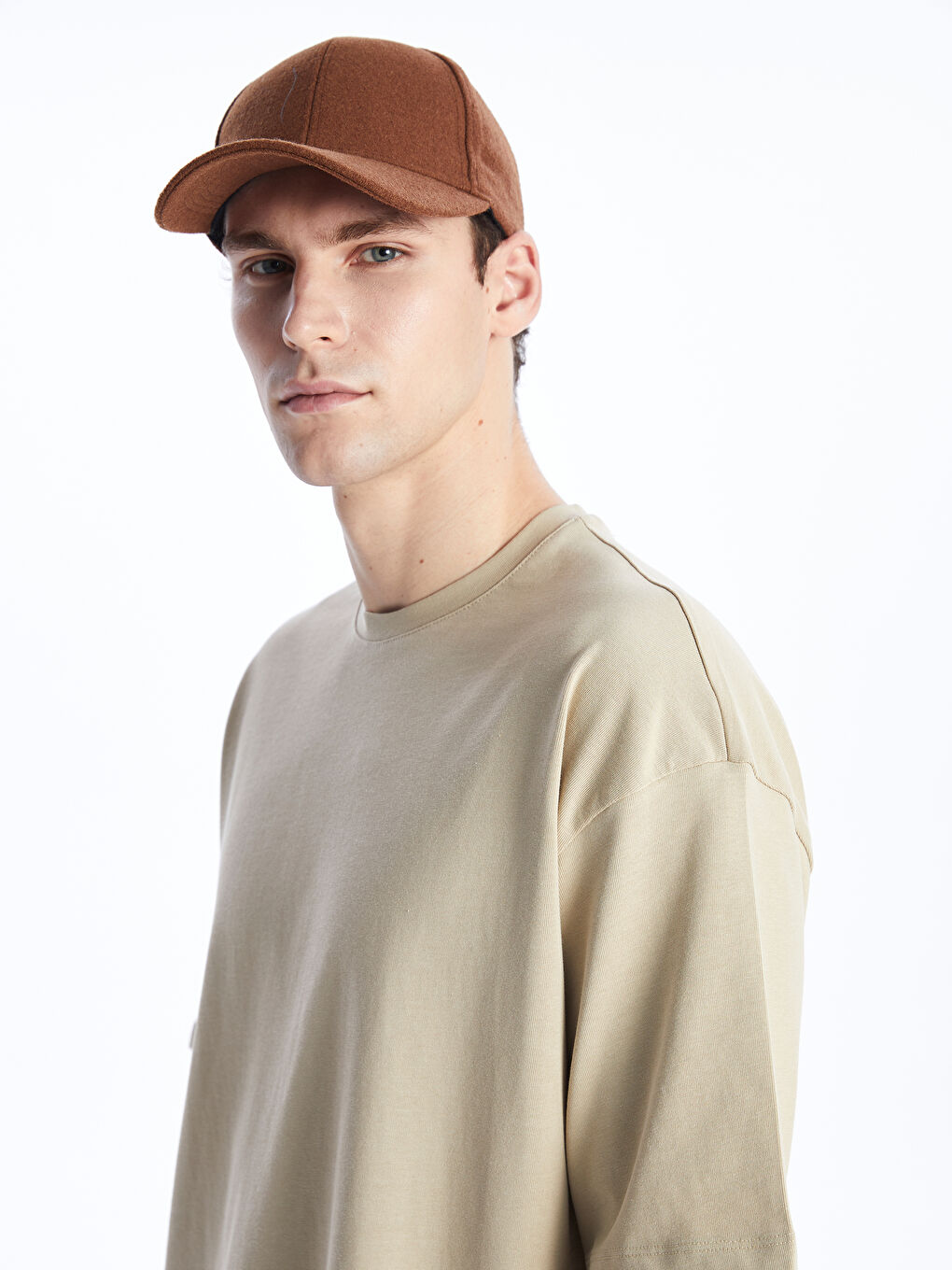 Oversize Crew Neck Short Sleeve Combed Cotton Men's T-shirt -S4H030Z8-SQV